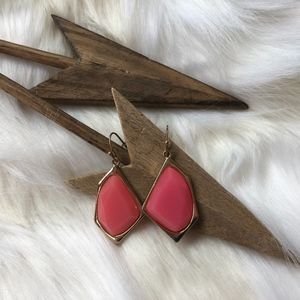 Pink and Gold Geometric Drop Earrings